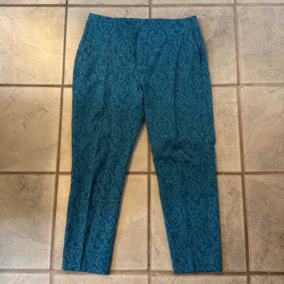 Soft Surroundings Pants Women’s 8P Blue Paisley Ankle Length High Rise - Picture 1 of 5
